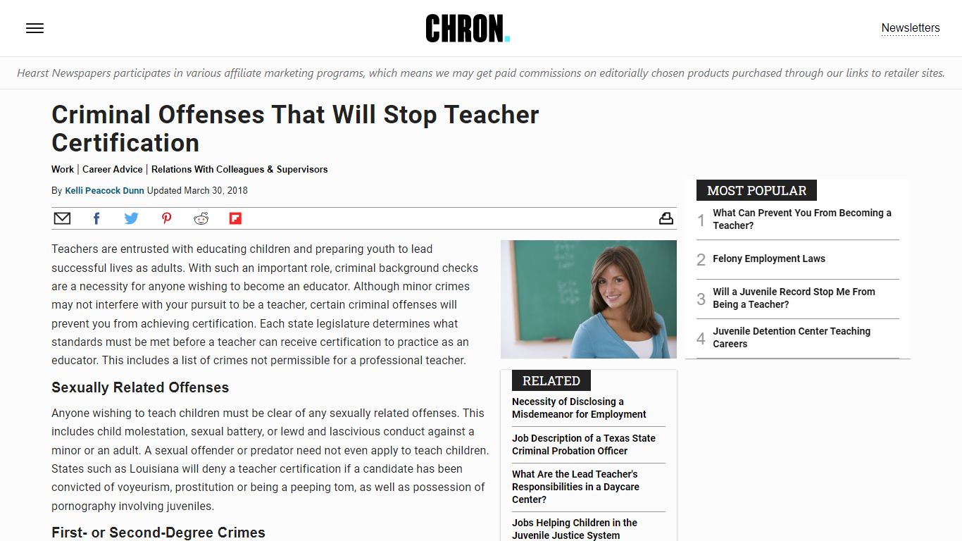 Criminal Offenses That Will Stop Teacher Certification